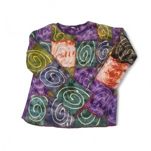 Tie-dye patchwork long sleeve shirt